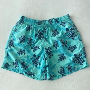 Vilebrequin Men’s Turquoise Swim Shorts with Turtle Print Size Large